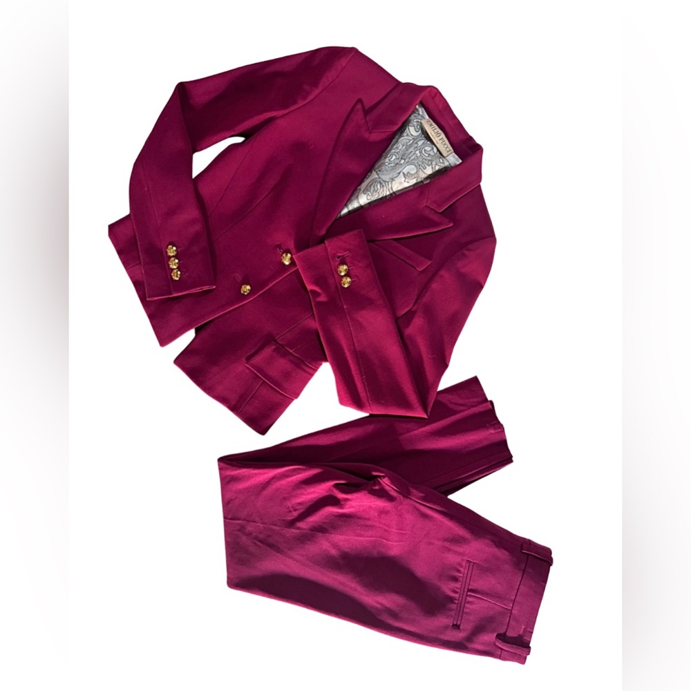 Emilio Pucci Raspberry Blazer and Pants Suit Set sz S